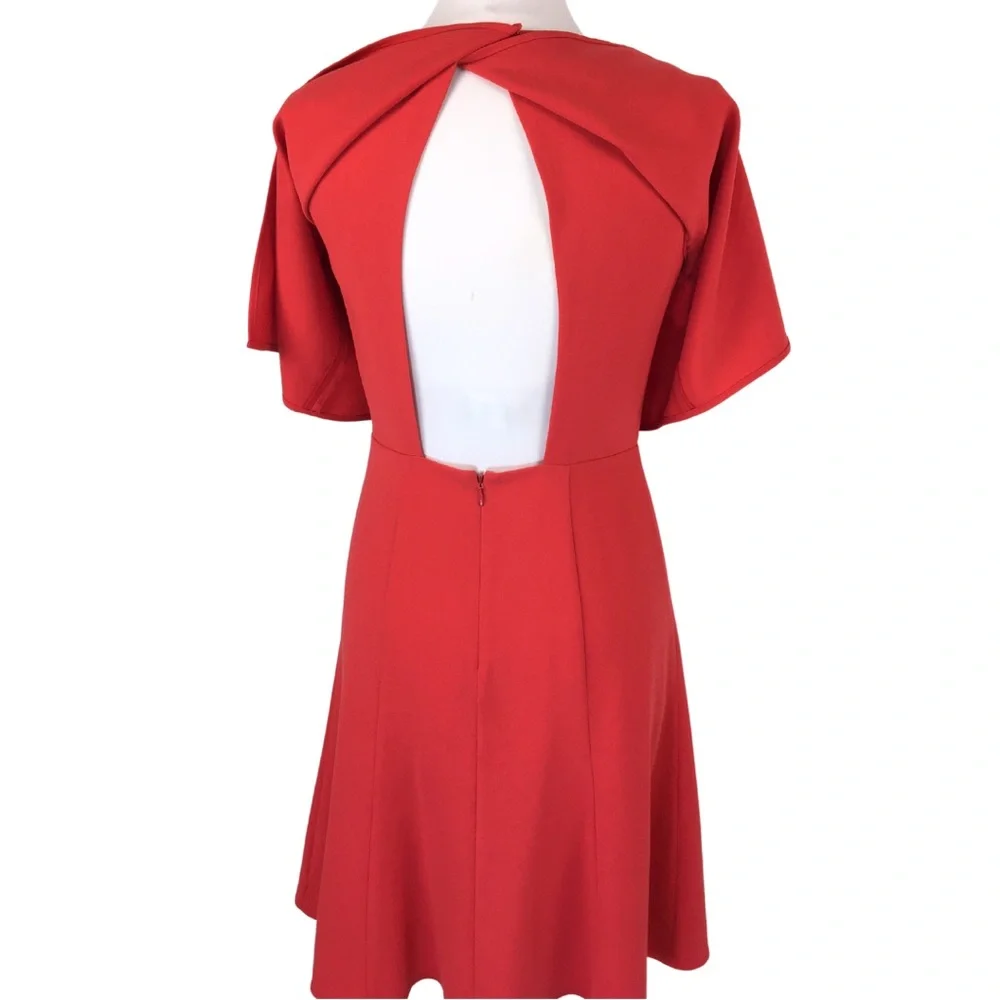 BCBGMaxAzria Mode Orange Coral Mod Tiered Open Back Retro Swing Dress size 6 - Picture 10 of 14